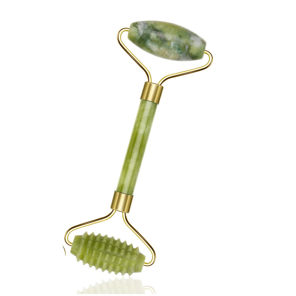 Green Natural Beauty Double Thorn Head Roller and Jade Roller Facial Massage