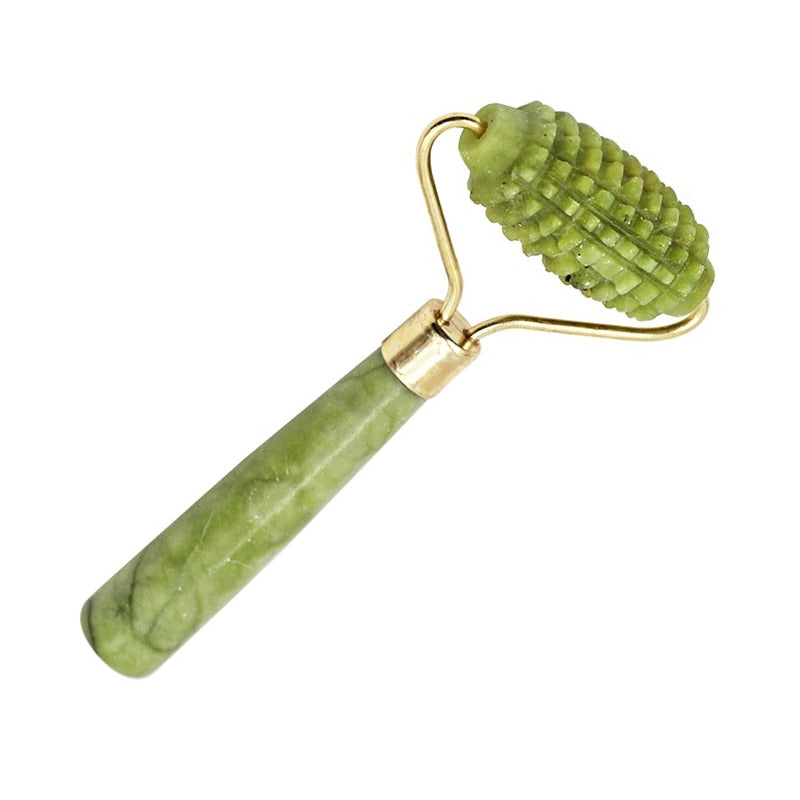 Green Natural Beauty Double Thorn Head Roller and Jade Roller Facial Massage